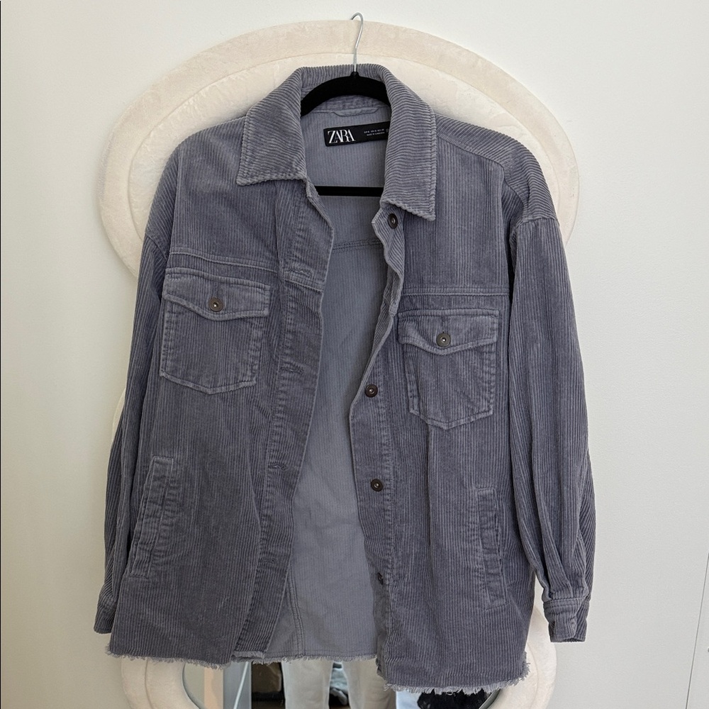 Zara Blue Corduroy Shirt Jacket